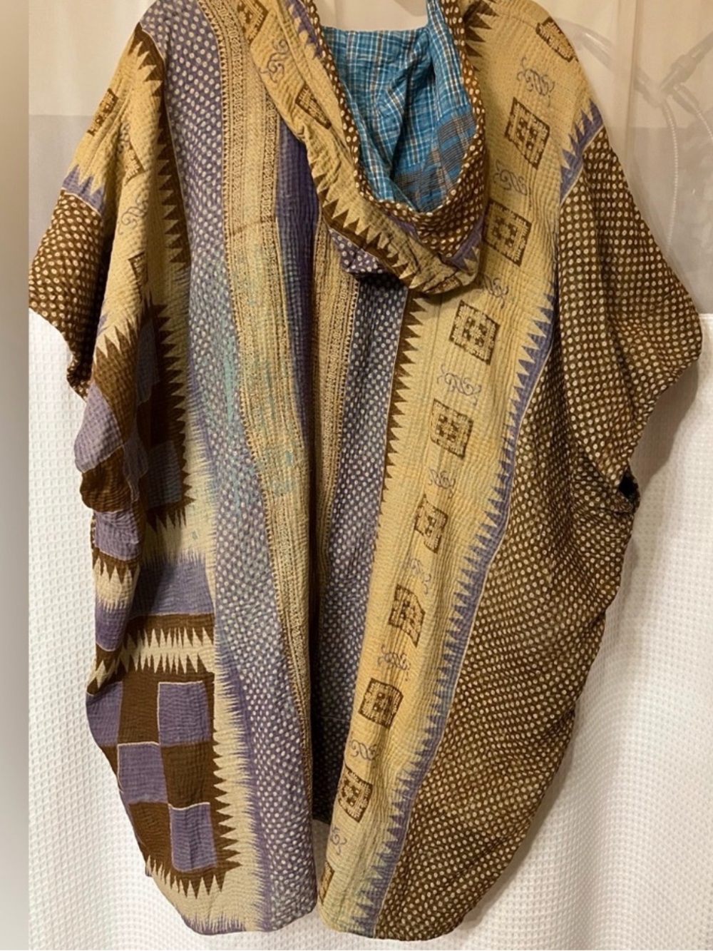 Bohemian Patchwork Tunic Top in Mustard and Brown - Picture 3 of 8